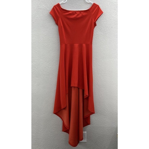 Womens She and Sky Orange Short Sleeve High Low Dress Size Small - Picture 1 of 14